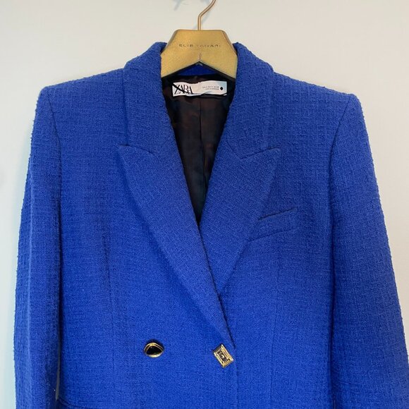 ZARA Double Breasted Mixed Button Blogger Long Blazer Jacket Dress \\ M - Picture 3 of 11